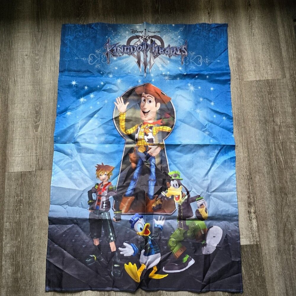 Game Stop Promo Flag Kingdom Hearts lll KH3 Woody Goofy Sora Disney Square Enix
